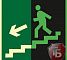 Знаки П/Б  Направление к эвакуационному выходу по лестнице вниз (Левосторонний) (200х200) (фотолюм)