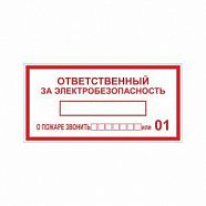 Знак «Ответственный за электробезопасность», B02 (пленка, 200х100 мм)